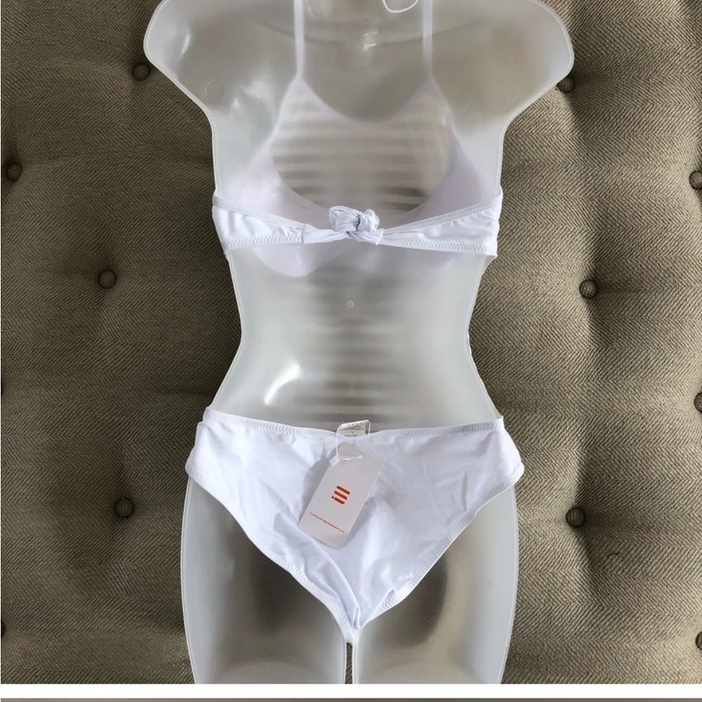 SelfieGo White Tonal Stripe 1pc Swimsuit Mesh NWT